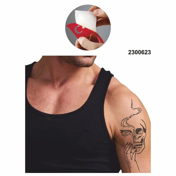 Tiryaki Kuru Kafa Tattoo Geçici Dövme Şablonları Kına Kalıpları - 2