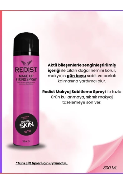 Redist Makyaj Sabitleyici Sprey – Gün Boyu Kalıcı Ve Taze Görünüm Için 300 ml Vegan - 7