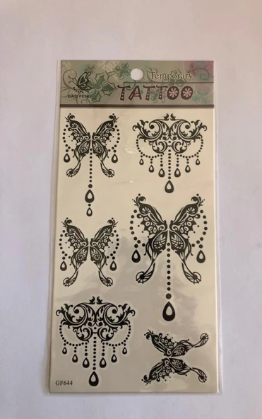 Süslü Kelebekler Yapıştırma Sticker Dövme Geçici Dövme Temporary Tattoos ürün görseli 1