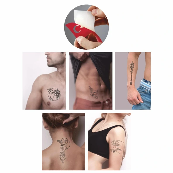 Doğruluk Sembolleri 5 li Set Geçici Dövme Kına Şablonu - Resim 2