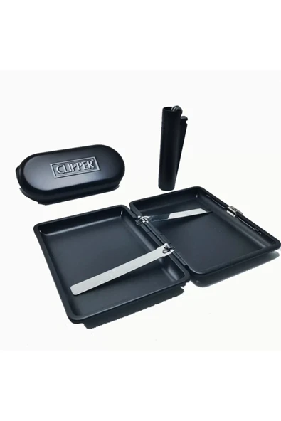AlsepeteAvm Metal Tabaka Clipper Çakmak Set