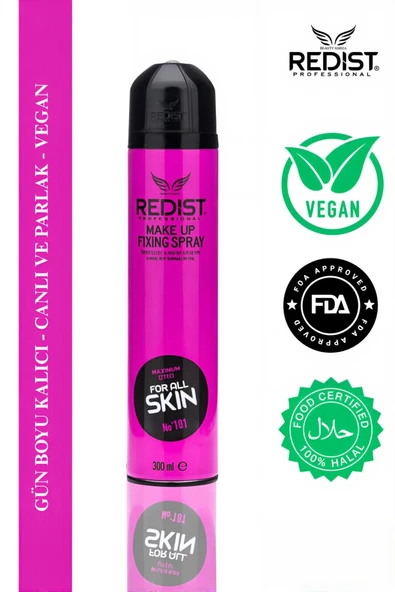 Redist Makyaj Sabitleyici Sprey – Gün Boyu Kalıcı Ve Taze Görünüm Için 300 ml Vegan - 1