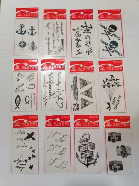 12 Adet Birden Minimal Yapıştırma Dövme Model 10 ürün görseli 1