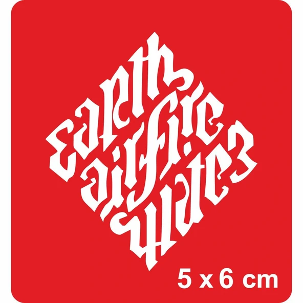 Toprak,Hava,Ateş,Su İllüminati Font Tattoo Geçici Dövme Şablonları Kına Kalıpları ürün görseli 1