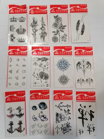 12 Adet Birden Minimal Yapıştırma Dövme Model 2 ürün görseli 1