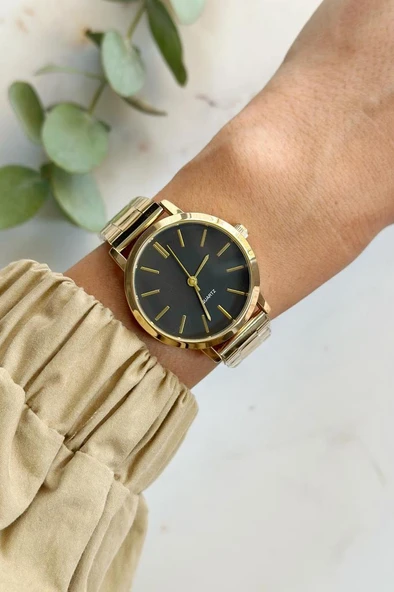 Tirol Siyah Kadran Gold Kordon Kadın Kol Saati ürün görseli 1