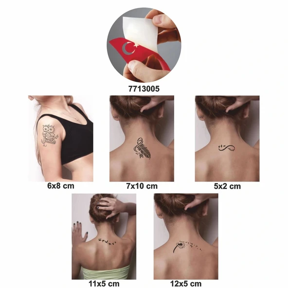 Tüy Gibi Hafif 5 li Set Geçici Dövme Kına Şablonu - Resim 2