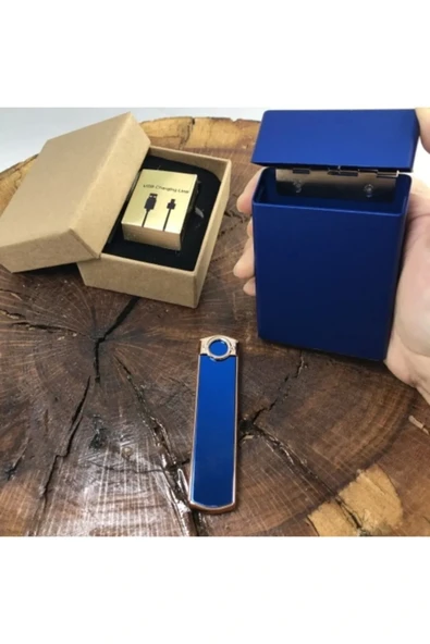 AlsepeteAvm Usb Alevsiz Şarjlı Çakmak Ve Metal Slim Tabaka Seti