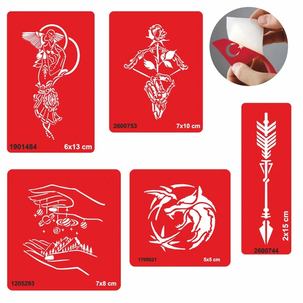 Doğruluk Sembolleri 5 li Set Geçici Dövme Kına Şablonu ürün görseli 1