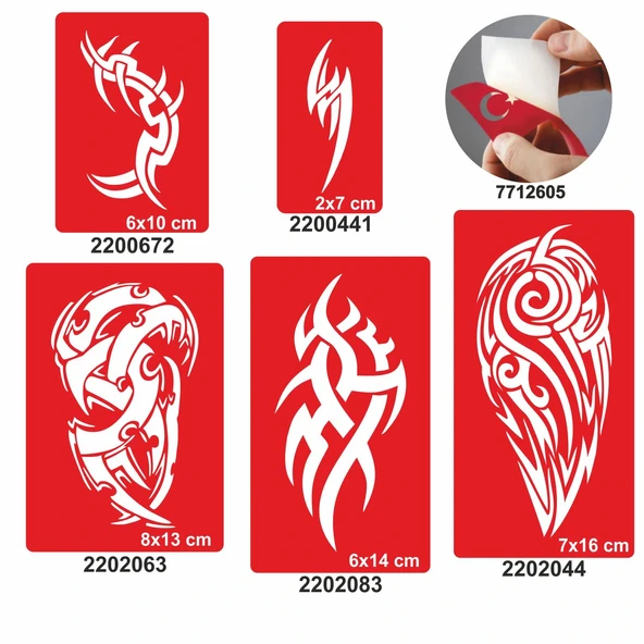 Asi Triballer 5 li Set Geçici Dövme Kına Şablonu ürün görseli 1