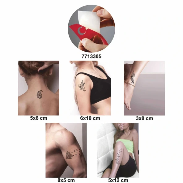 Bir Çiçek Bir Kelebek 5 li Set Geçici Dövme Kına Şablonu - Resim 2