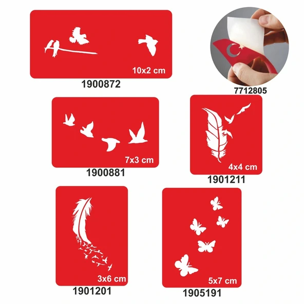 Özgür Kuşlar 5 li Set Geçici Dövme Kına Şablonu ürün görseli 1