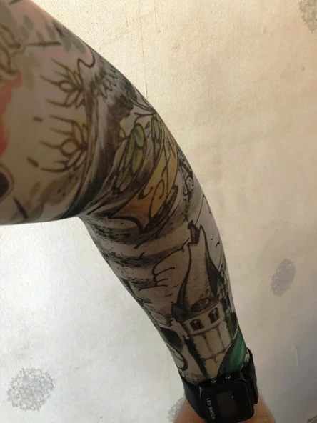 Çift Kol Giyilebilir Dövme Manzara Desenler Tattoo Sleeve ürün görseli 1