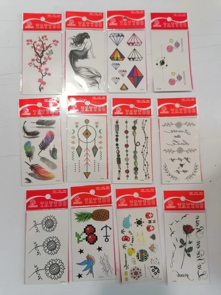 12 Adet Birden Minimal Yapıştırma Dövme Model 9 ürün görseli 1