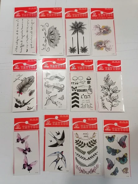 12 Adet Birden Minimal Yapıştırma Dövme Model 7