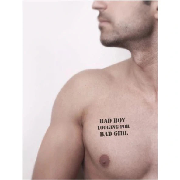 Bad Boy Looking For Bad Girl Tattoo Geçici Dövme Şablonları Kına Kalıpları - Resim 2