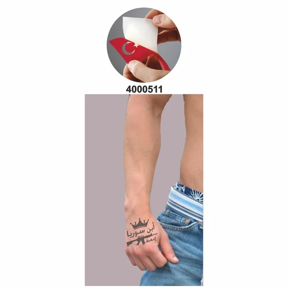 Arapça Slogan Tattoo Geçici Dövme Şablonları Kına Kalıpları - Resim 2