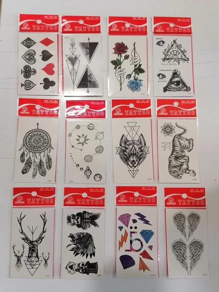 12 Adet Birden Minimal Yapıştırma Dövme Model 4 ürün görseli 1