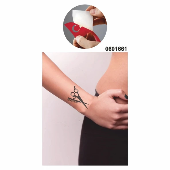 Meslek Aşkı Berber Makas Tarak Deseni Tattoo Geçici Dövme Şablonları Kına Kalıpları - 2
