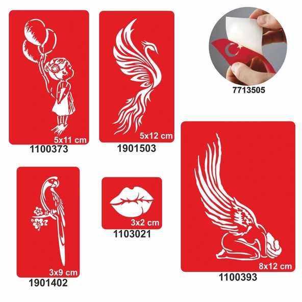 Melekler Korusun 5 li Set Geçici Dövme Kına Şablonu ürün görseli 1