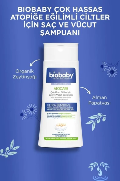 Biobaby Atocare Çok Kuru Ciltler İçin Saç ve Vücut Şampuanı 300 ml - 3