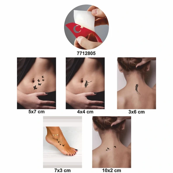 Özgür Kuşlar 5 li Set Geçici Dövme Kına Şablonu - Resim 2