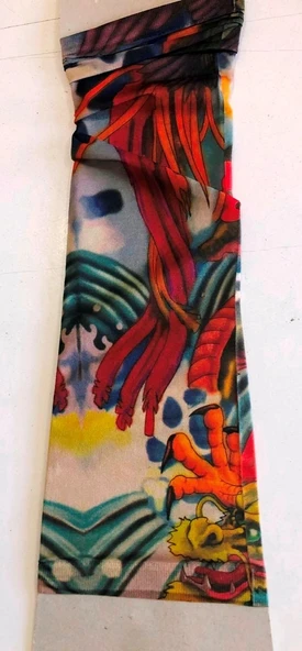 Çift Kol Giyilebilir Dövme Pençe Desenler Tattoo Sleeve - Resim 2