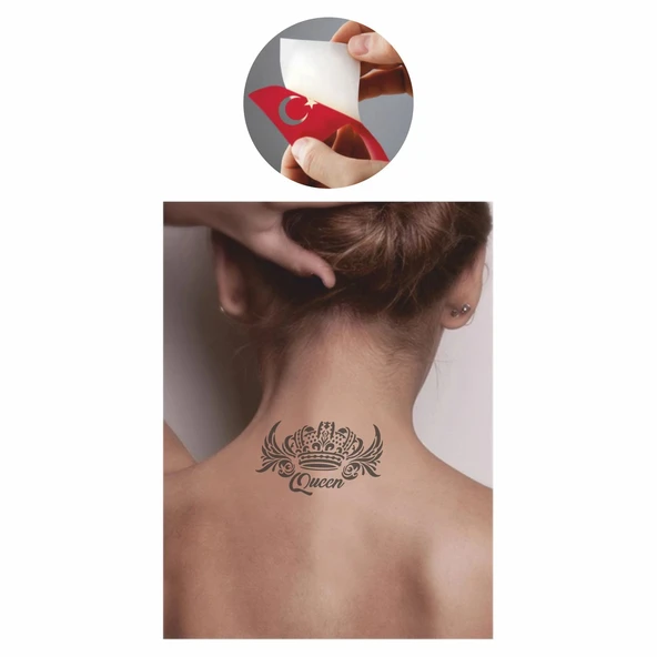 Kraliçe tacı Tattoo Geçici Dövme Şablonları Kına Kalıpları - Resim 2