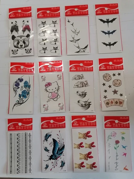 12 Adet Birden Minimal Yapıştırma Dövme Model 11 ürün görseli 1