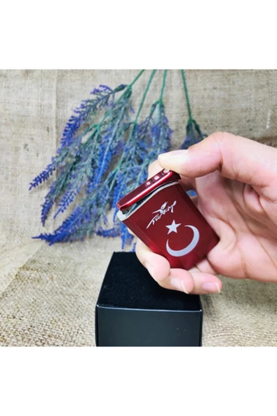 AlsepeteAvm Rezistanslı Metal Türk Bayraklı Çakmak Ultra Ince - Resim 2