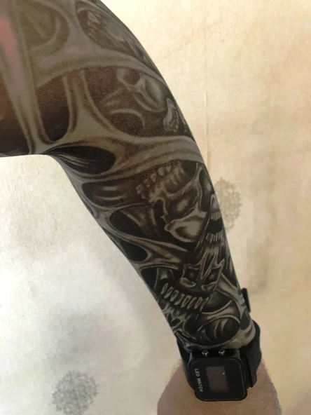 Çift Kol Giyilebilir Dövme İskelet Desenler Tattoo Sleeve ürün görseli 1