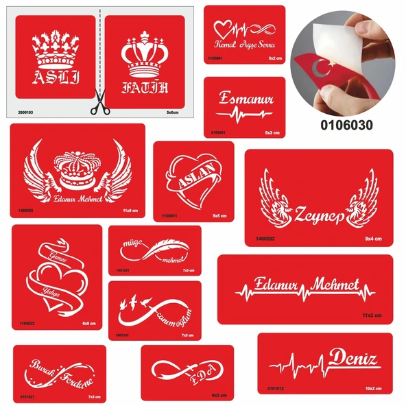 Özel İsim ve Yazı Yazma Dövme Şablonu Sadece Desen