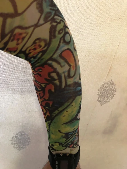 Çift Kol Giyilebilir Dövme Yeşil Tonlu Desenler Tattoo Sleeve ürün görseli 1