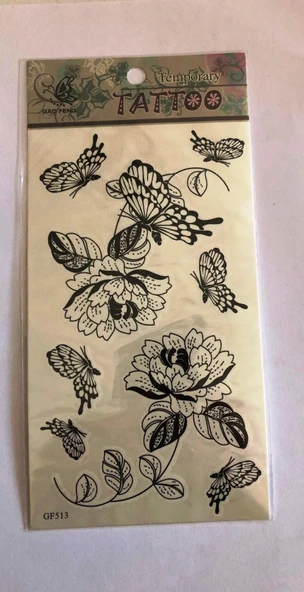 Kelebek ve Gül Yapıştırma Sticker Dövme Geçici Dövme Temporary Tattoos ürün görseli 1