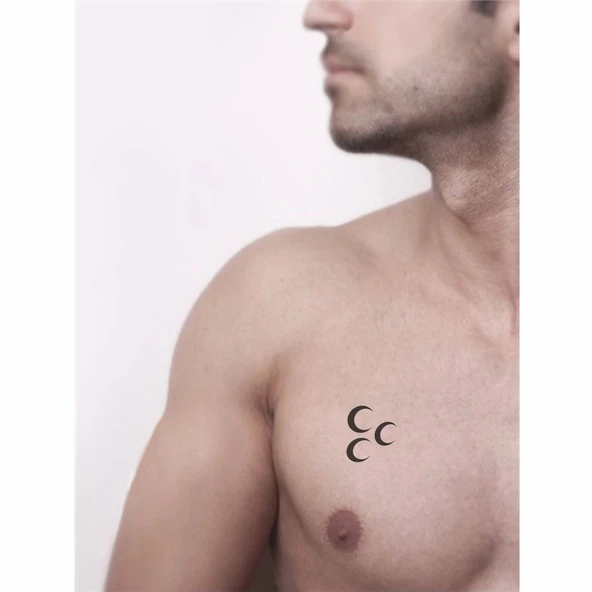 Üç Hilal Tattoo Geçici Dövme Şablonları Kına Kalıpları - Resim 2