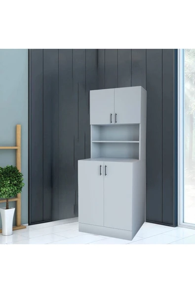 Moda Çamaşır Makinesi Dolabı, Kurutma Makinesi Dolabı, Kapaklı Banyo Dolabı - Beyaz ürün görseli