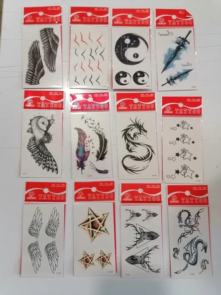 12 Adet Birden Minimal Yapıştırma Dövme Model 14 ürün görseli 1