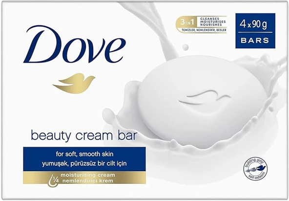 Dove Beauty Cream Bar Katı Güzellik Sabunu Original Nemlendirici Etkili, 4x90 g