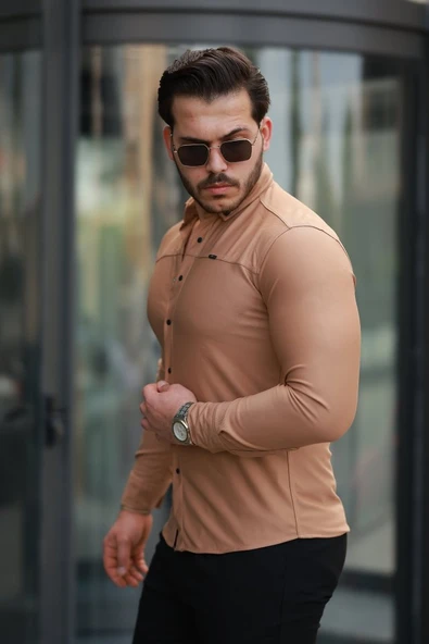 Erkek çıtçıt Düğmeli Dikiş Detaylı Uzun Kollu Gömlek - 2