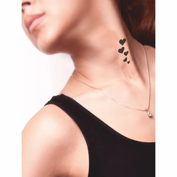 Sıralı Kalpler Tattoo Geçici Dövme Şablonları Kına Kalıpları - Resim 2