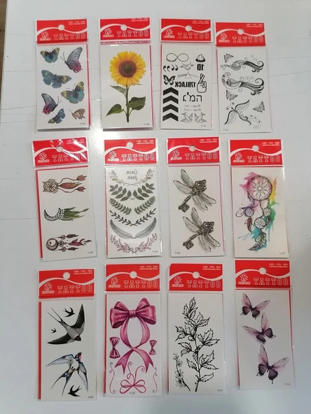 12 Adet Birden Minimal Yapıştırma Dövme Model 13 ürün görseli 1