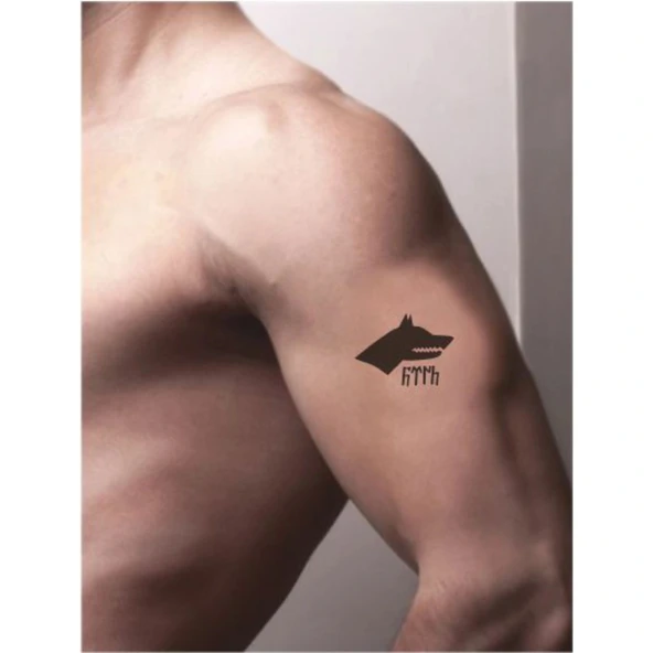 Göktürkçe Bozkurt  Tattoo Geçici Dövme Şablonları Kına Kalıpları - Resim 2