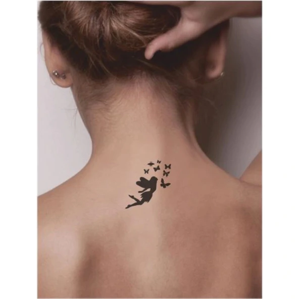 Melek Kelebek Peri Kızı  Tattoo Geçici Dövme Şablonları Kına Kalıpları - 2