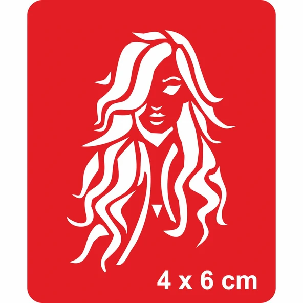 Güzel Saçlı Kadın Tattoo Geçici Dövme Şablonları Kına Kalıpları ürün görseli 1