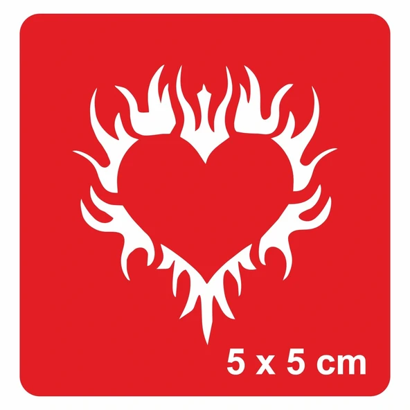 Alevli Kalp Tattoo Geçici Dövme Şablonları Kına Kalıpları ürün görseli 1