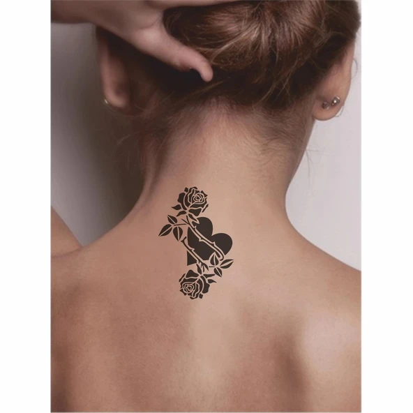 Kalpte Güller Açınca! Tattoo Geçici Dövme Şablonları Kına Kalıpları - Resim 2