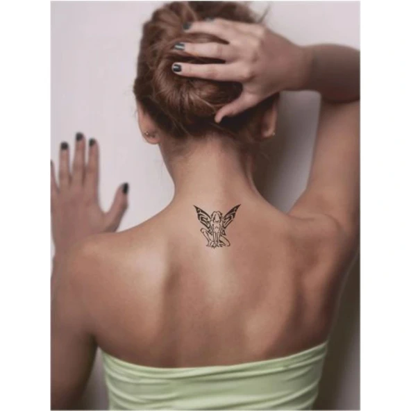 Tribal Kanatlı Melek Tattoo Geçici Dövme Şablonları Kına Kalıpları - Resim 2