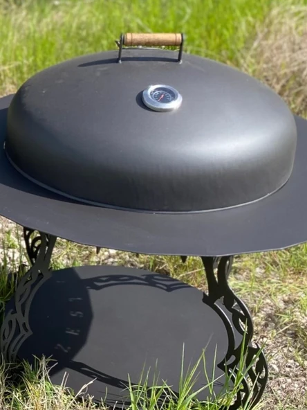 Basınç Göstergeli BBQ Kiti, Tütsü Hazneli Kapak & 60 cm Izgara - Resim 3