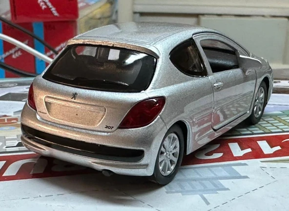 Oyuncak Metal Model Araba 1/36 Çek Bırak Peugeot 207 Gri - Resim 3
