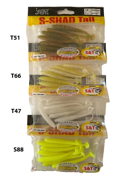 Lucky John S-Shad Tail 2.8'' (7.11 cm) 7P Silikon Yem - Resim 2
